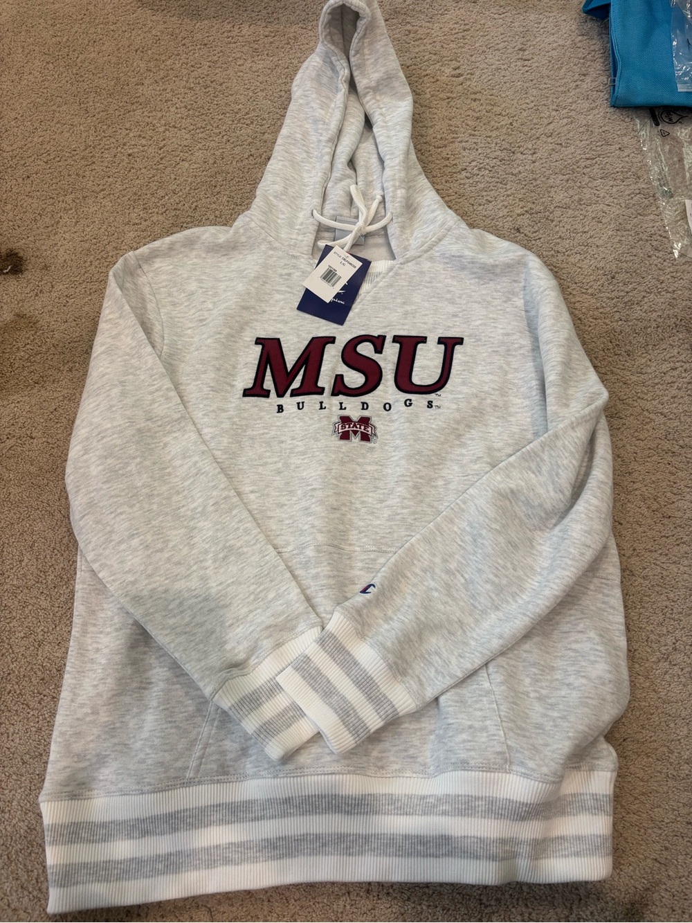 Champion Light Gray MSU Bulldogs Hooded Pullover